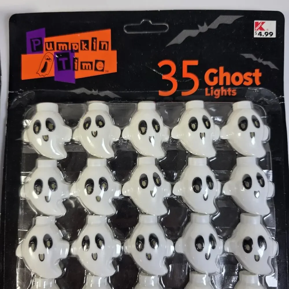Vintage Pumpkin Time 2 packs of 35 Ghost Halloween Lights Kmart Blinking